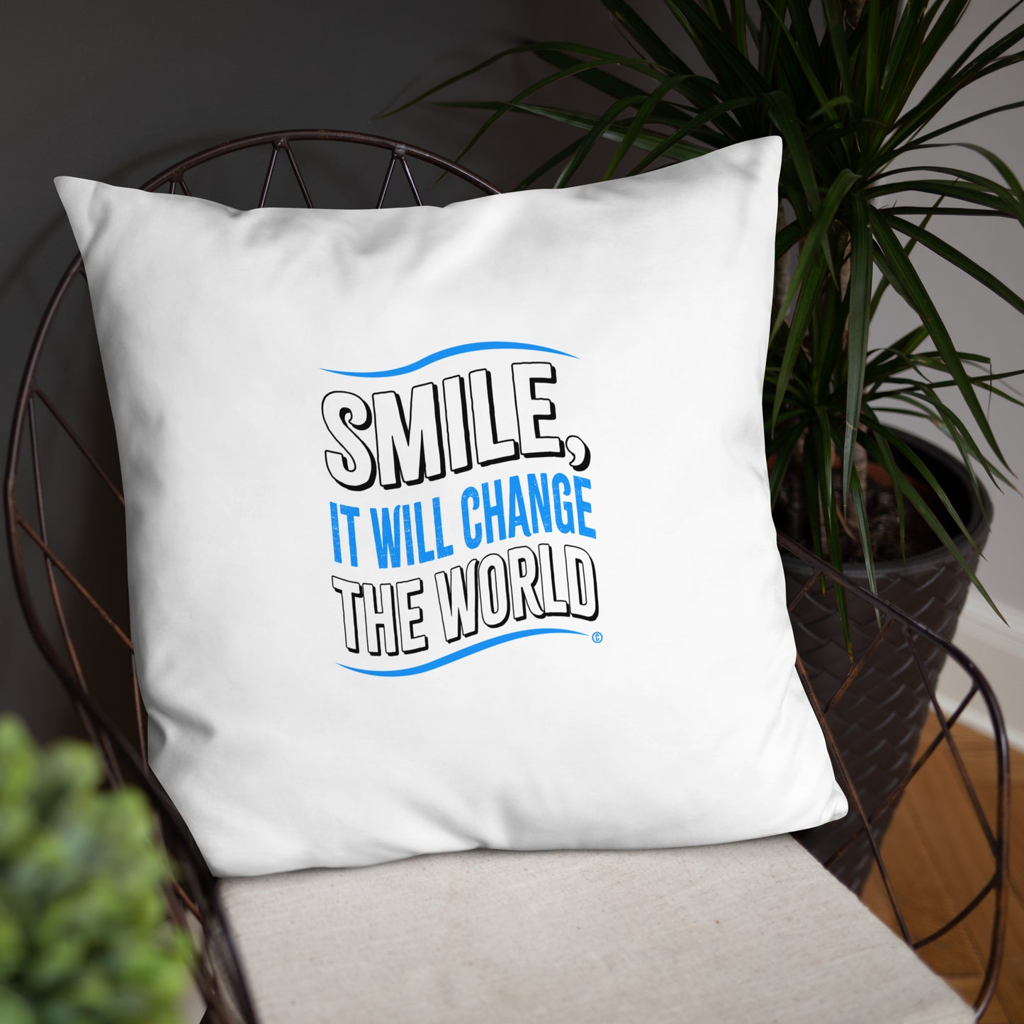 Smile, It will Change the World Basic Pillows
