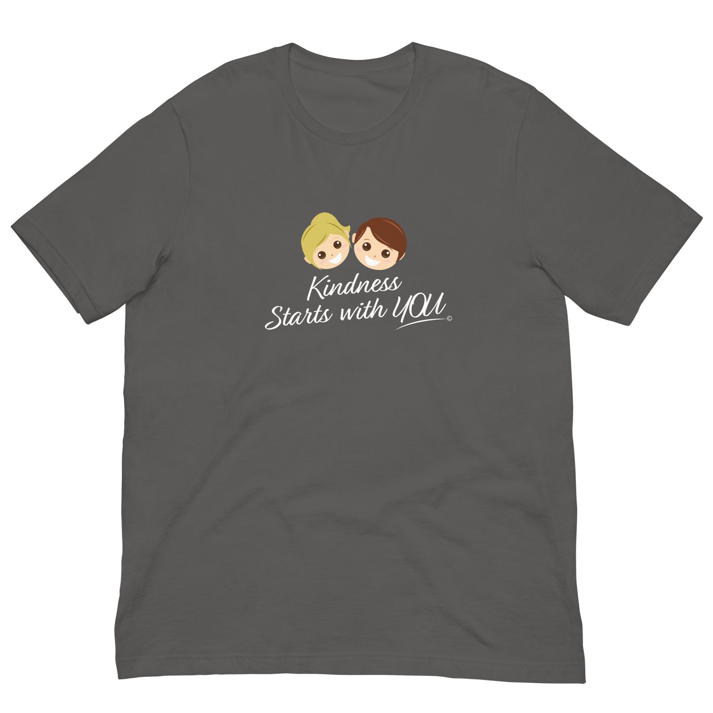 A versatile asphalt unisex t-shirt with the inspiring quote 'Kindness Starts with You' in bold lettering.