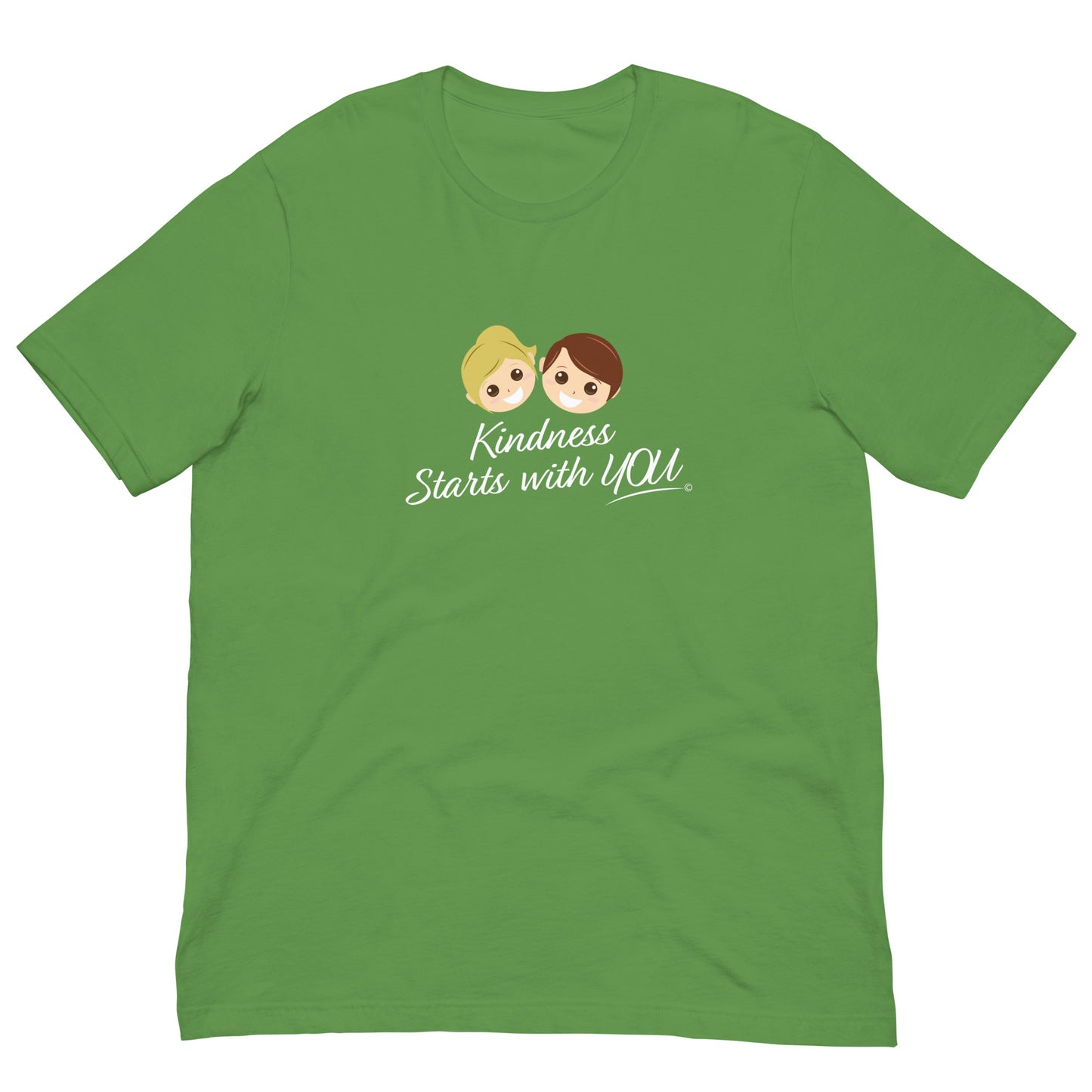 A versatile leaf green unisex t-shirt with the inspiring quote 'Kindness Starts with You' in bold lettering.