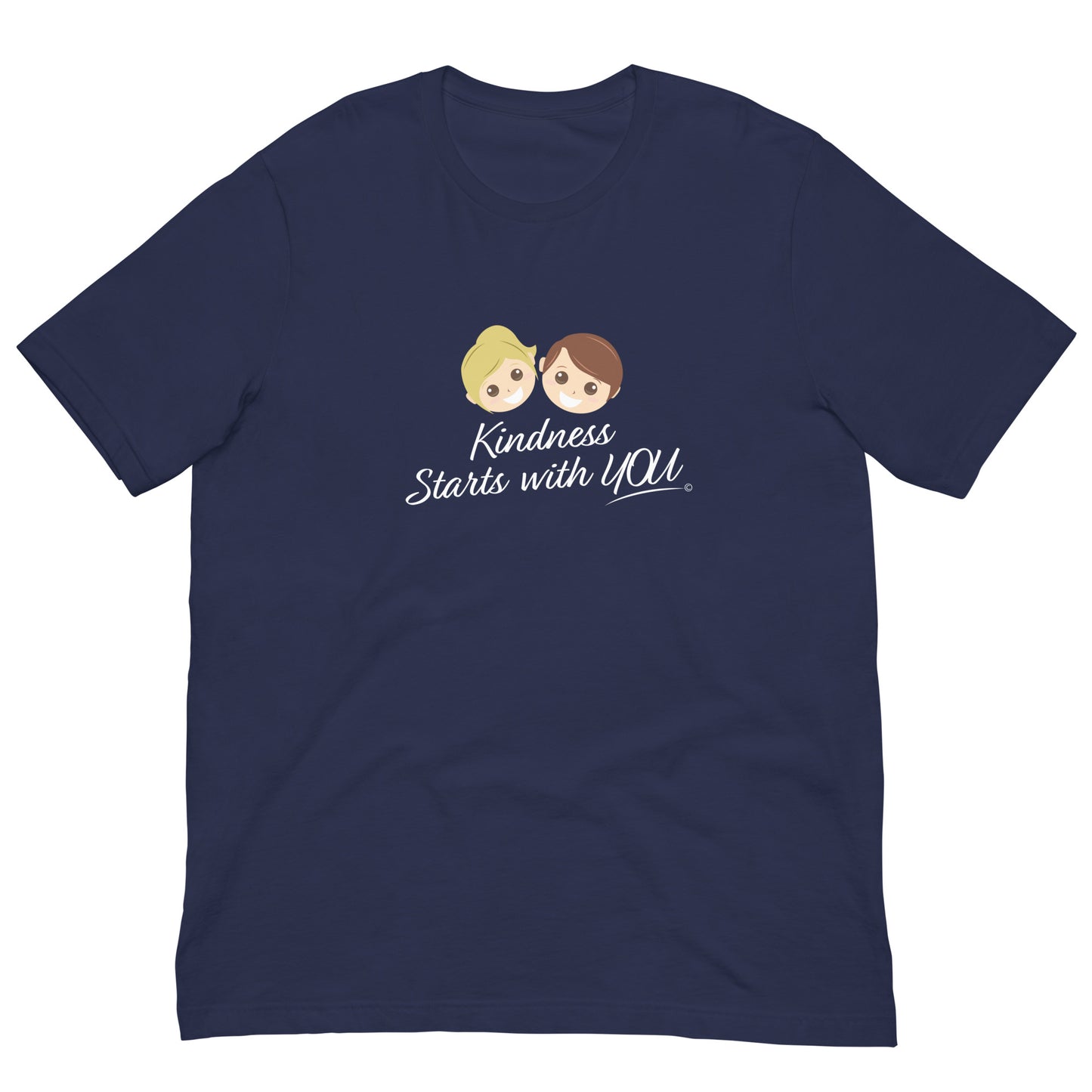 A versatile unisex navy t-shirt with the inspiring quote 'Kindness Starts with You' in bold lettering.