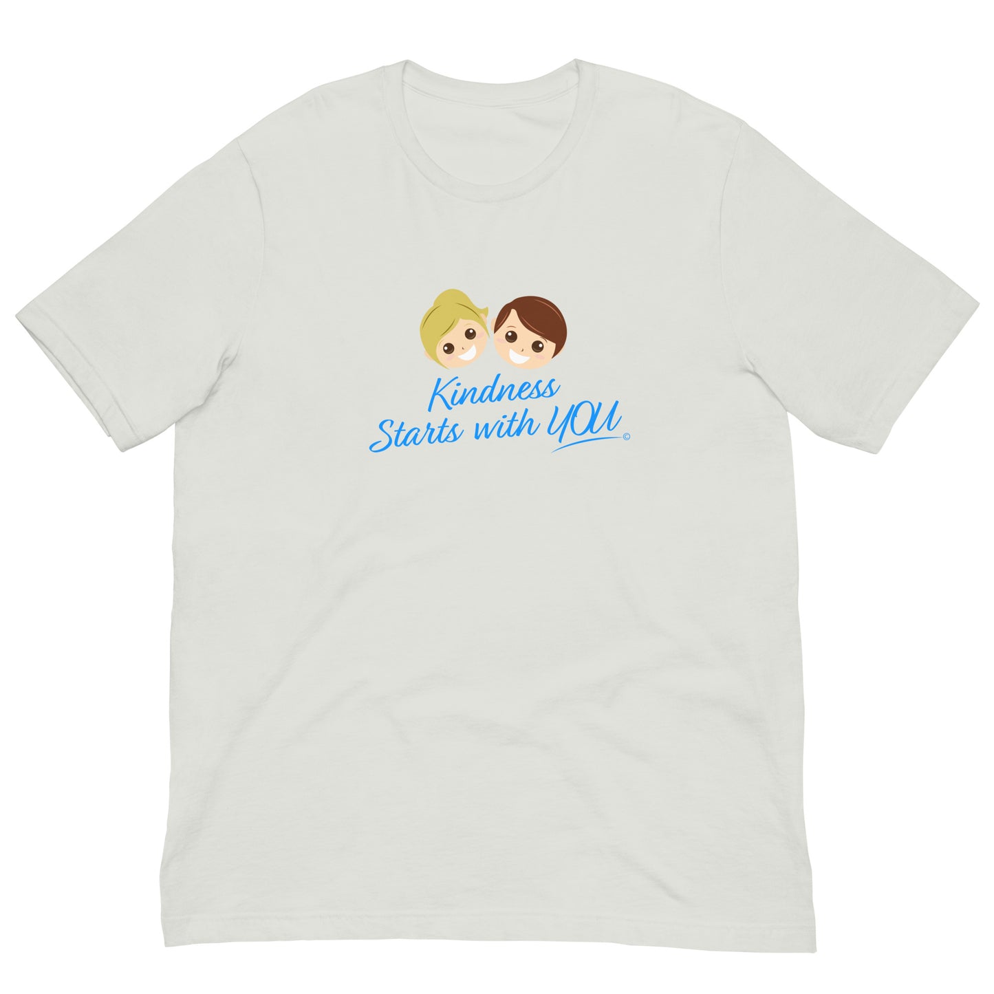 A versatile silver unisex t-shirt with the inspiring quote 'Kindness Starts with You' in bold lettering.