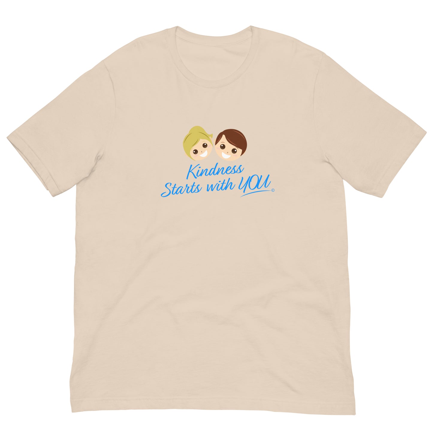 A versatile soft cream unisex t-shirt with the inspiring quote 'Kindness Starts with You' in bold lettering.