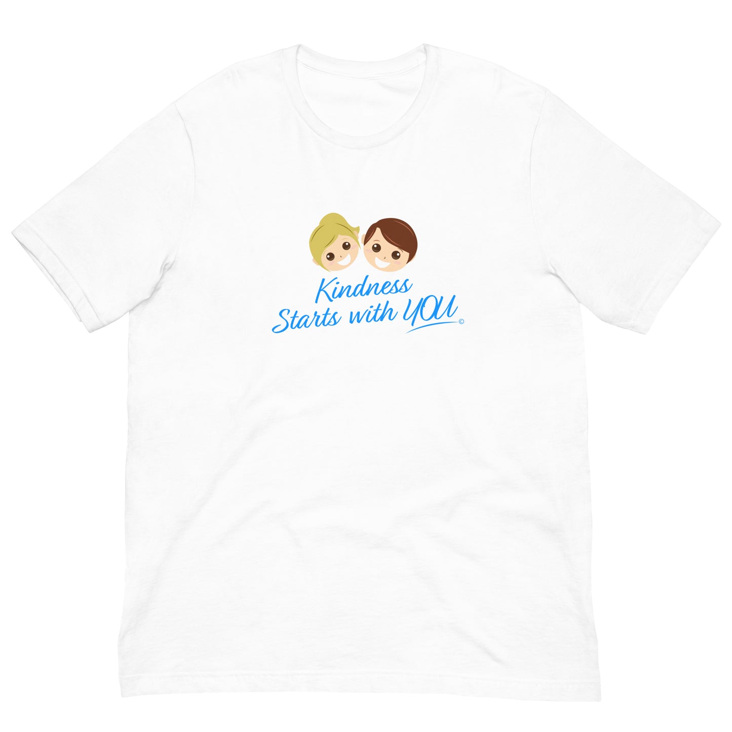 A versatile white unisex t-shirt with the inspiring quote 'Kindness Starts with You' in bold lettering.
