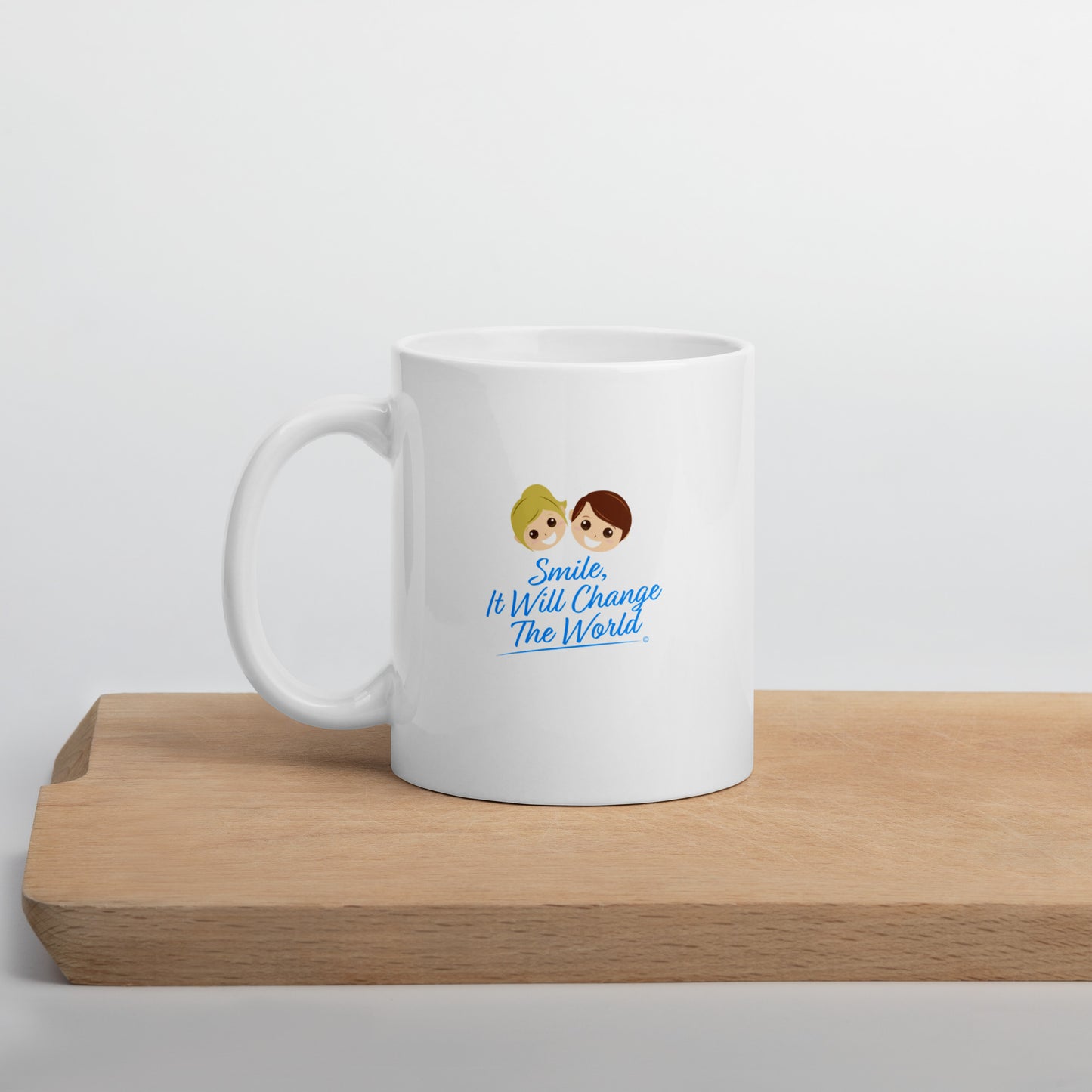 Smile, It Will Change The World White Glossy Mugs