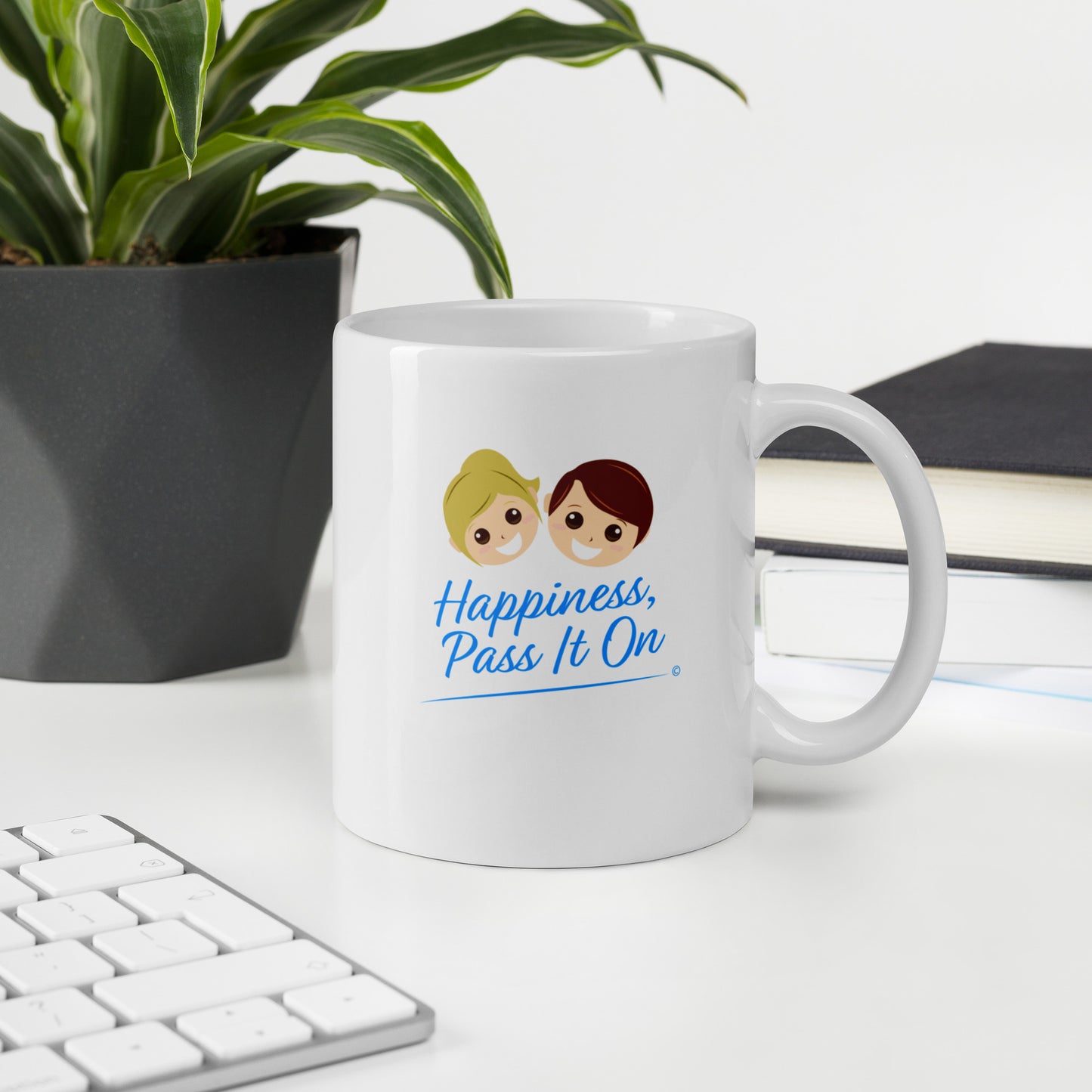 Happiness, Pass It On White Glossy Mugs
