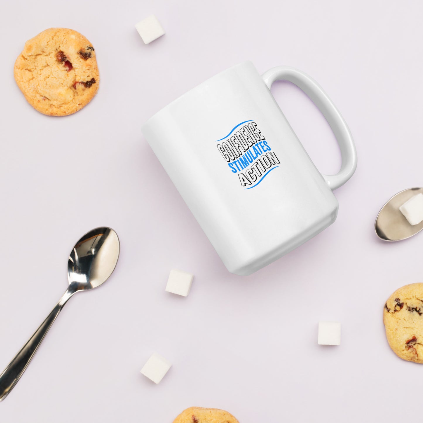 Confidence Stimulates Action White Glossy Mugs