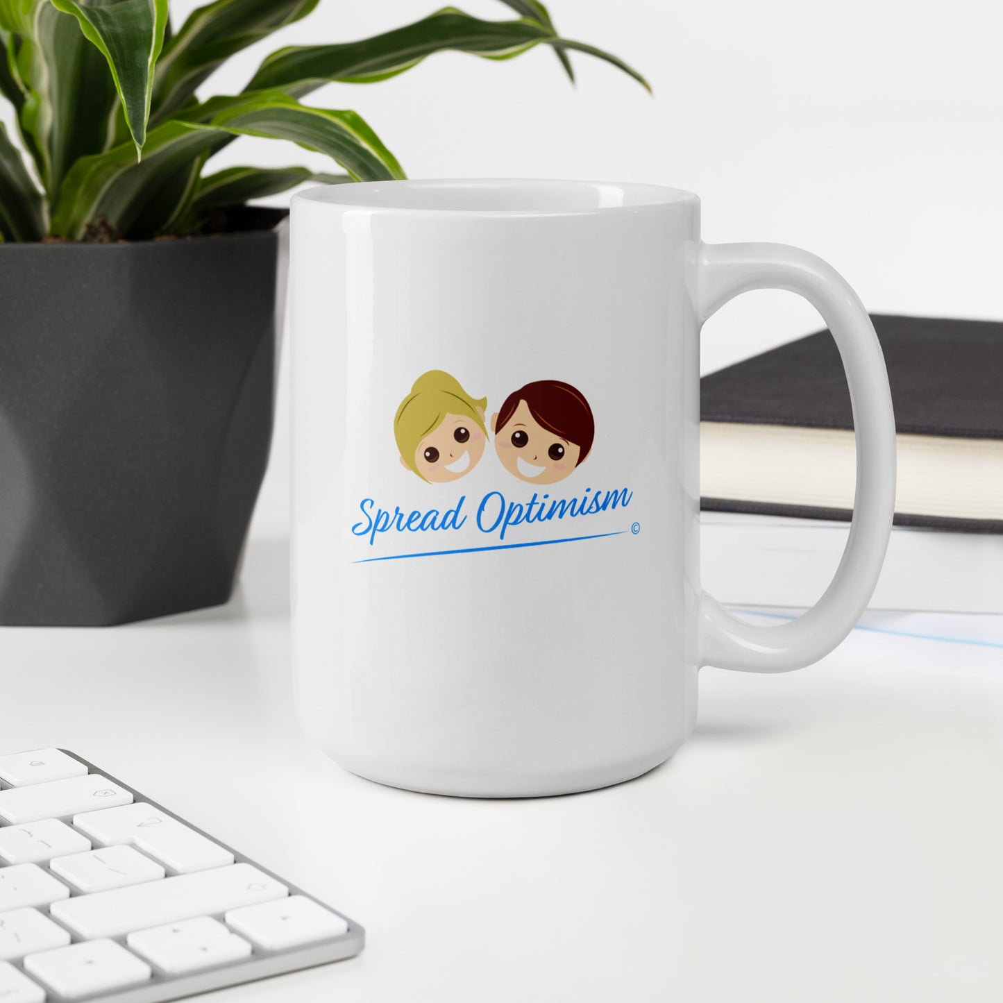 Modern white glossy coffee cups-15oz