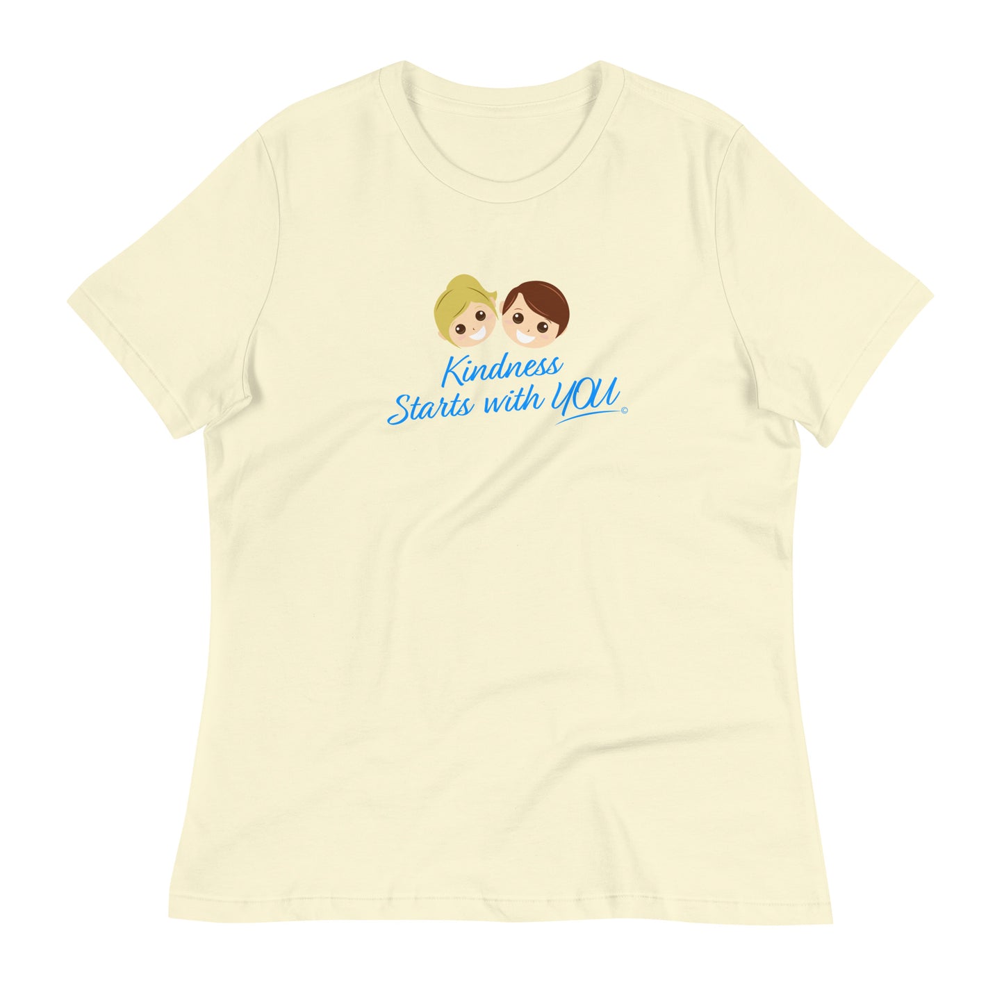 A stylish women's shirt in citron, featuring the empowering quote 'Kindness Starts with You' in bold lettering.