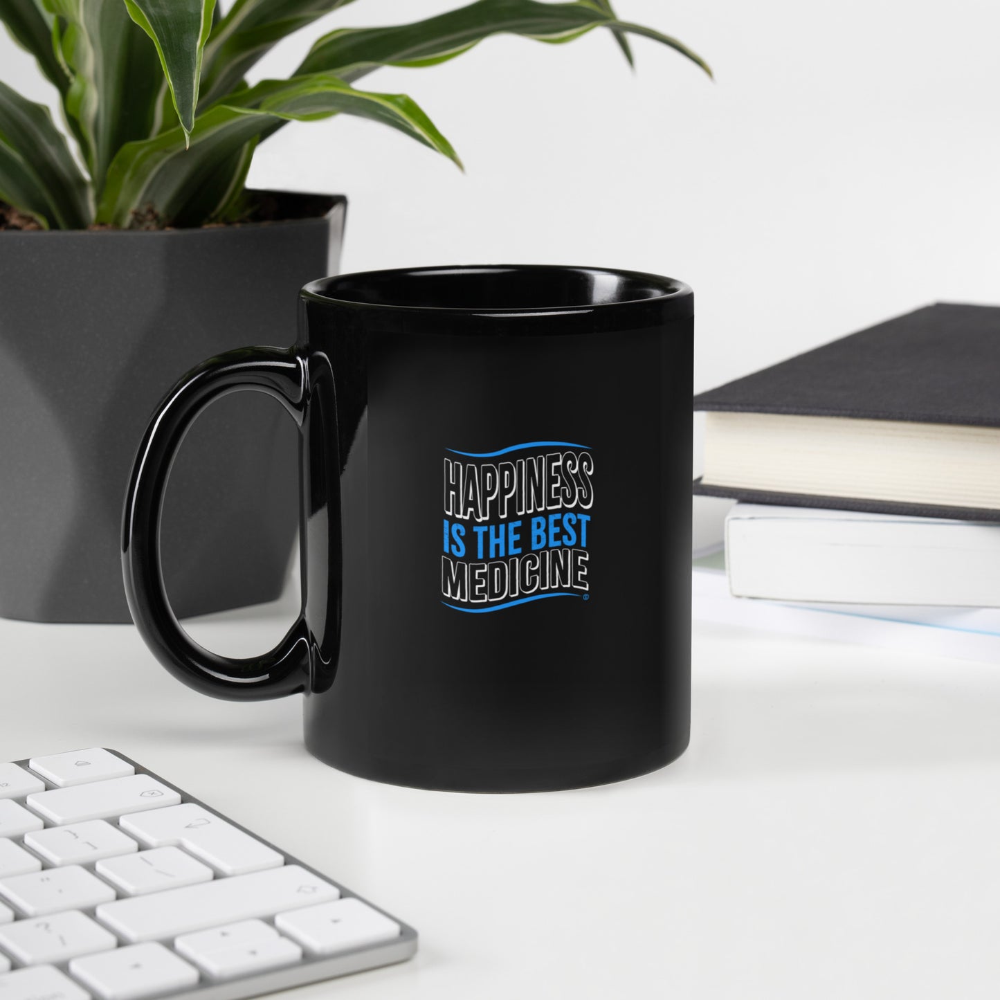 Happiness is the Best Medicine Black Glossy Mugs