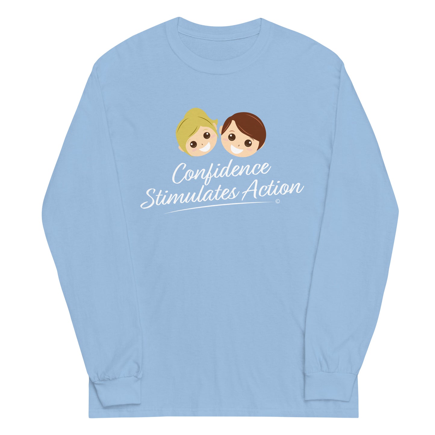 Fashionable long-sleeve tees for adults-Light Blue