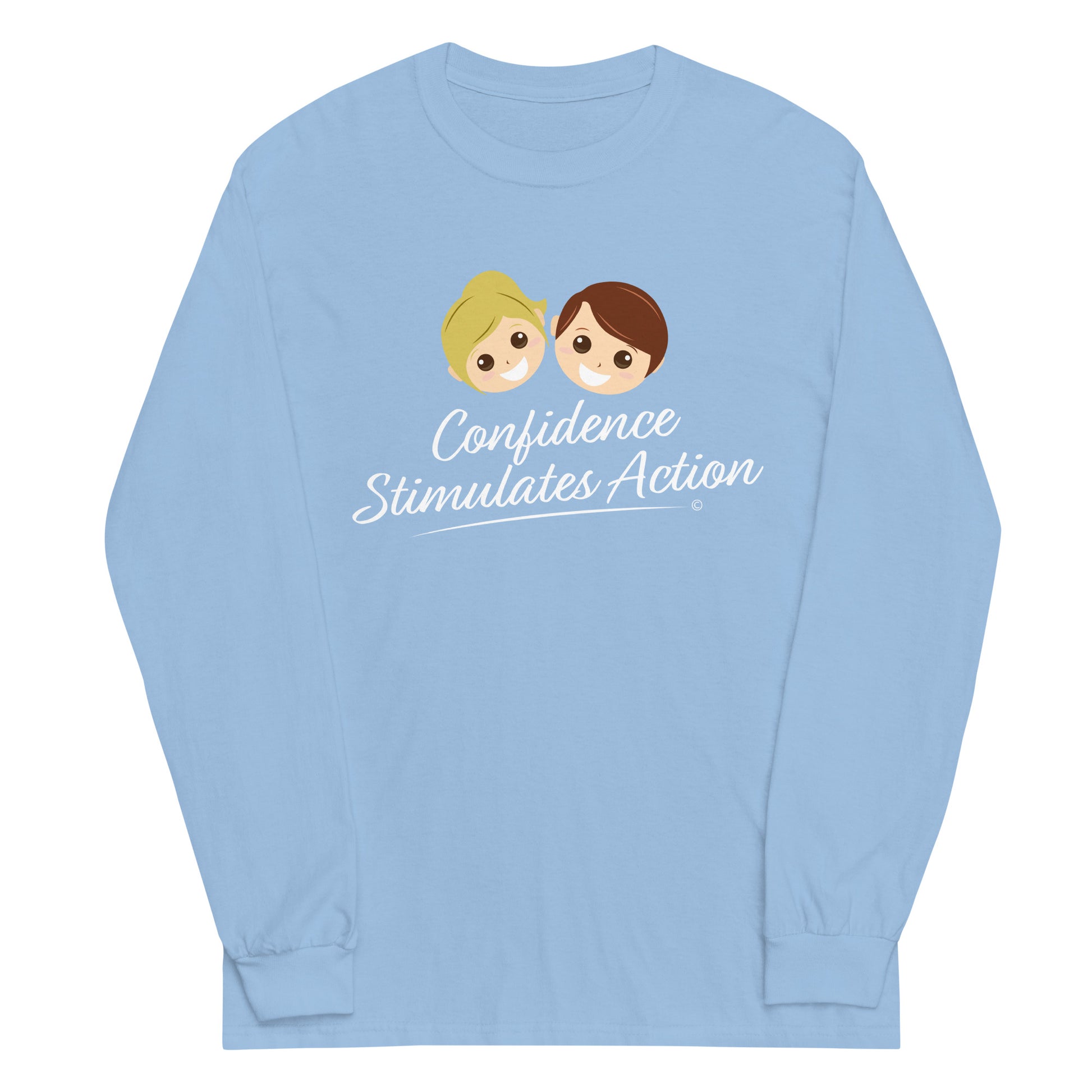 Fashionable long-sleeve tees for adults-Light Blue