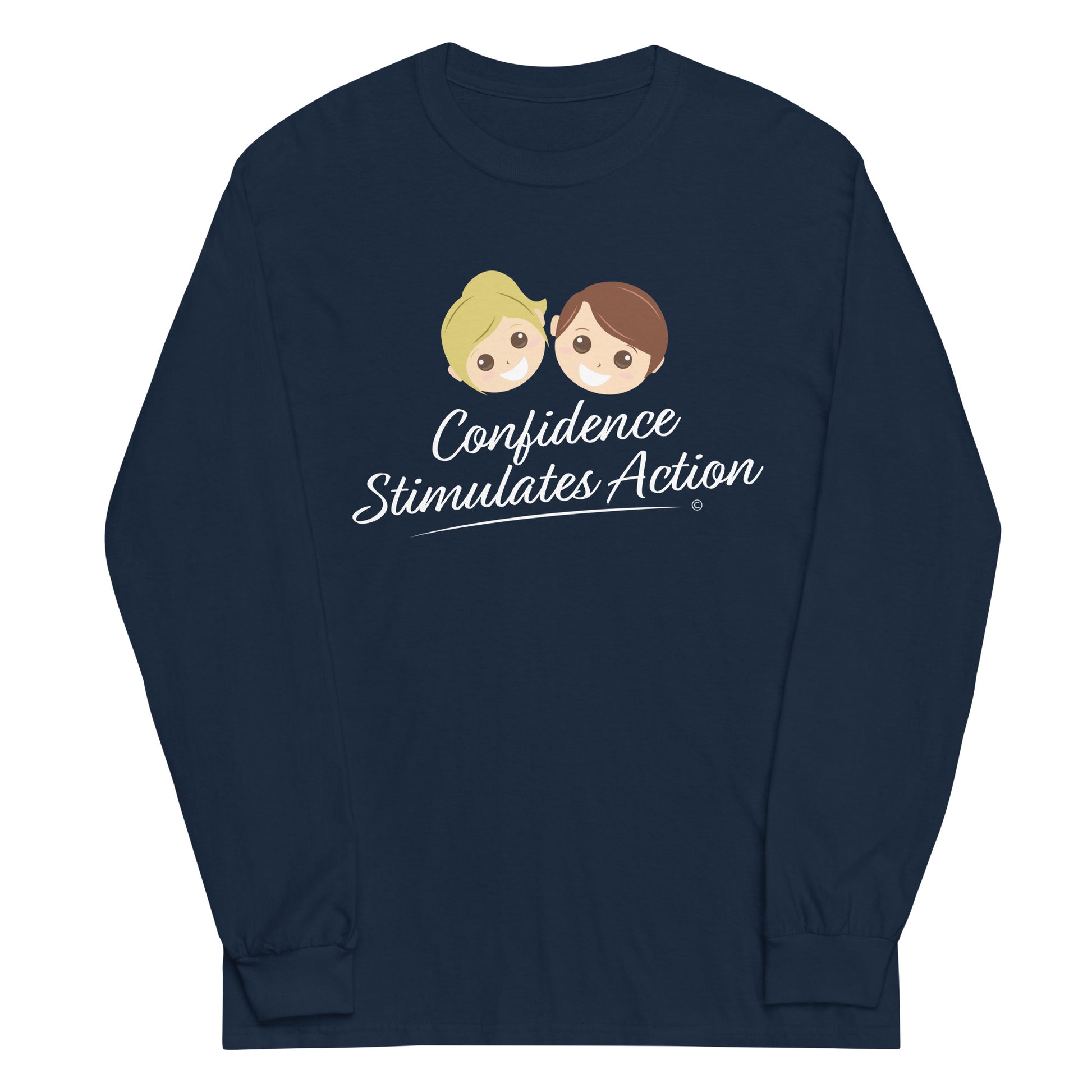 Fashionable long-sleeve tees for adults-Navy