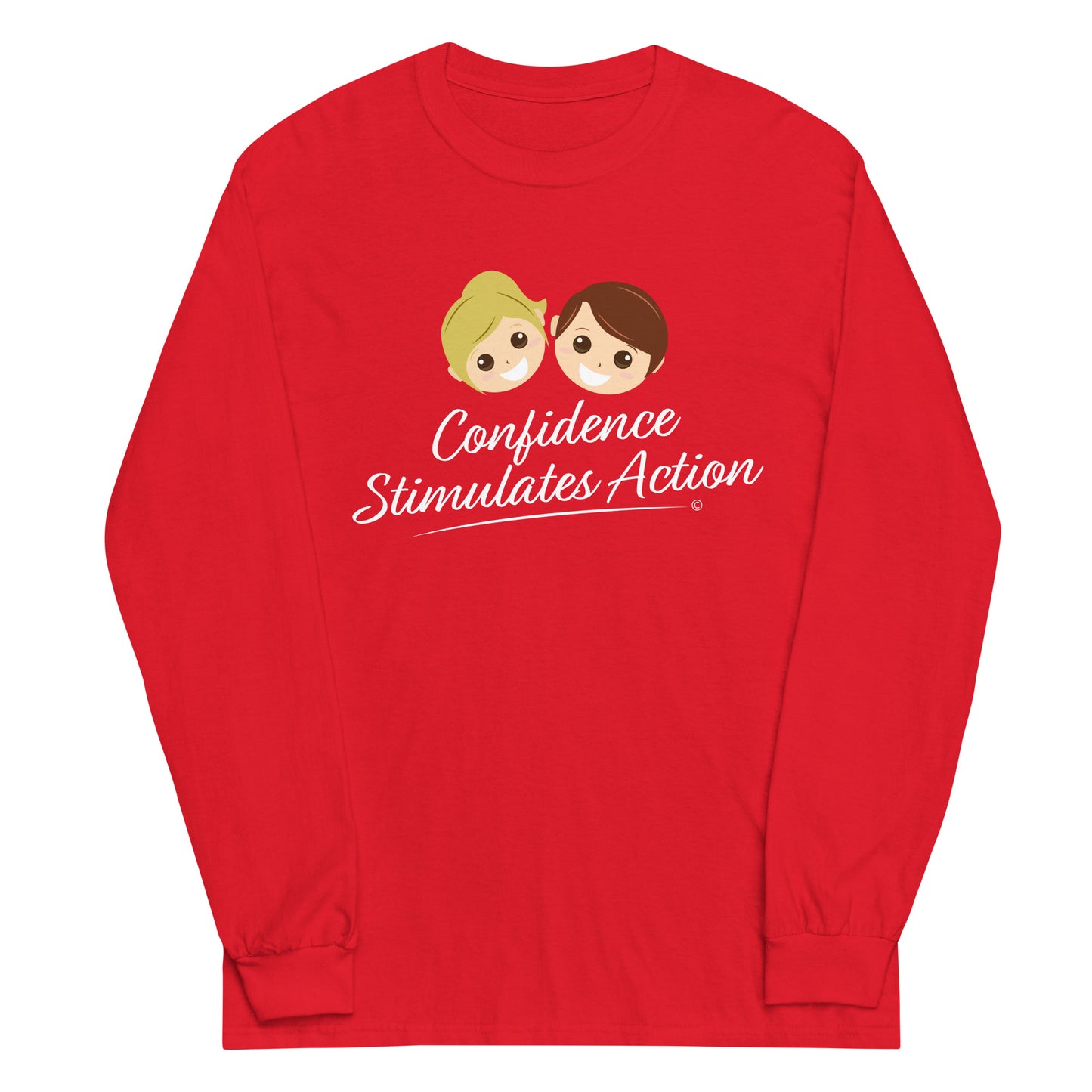 Fashionable long-sleeve tees for adults-Red