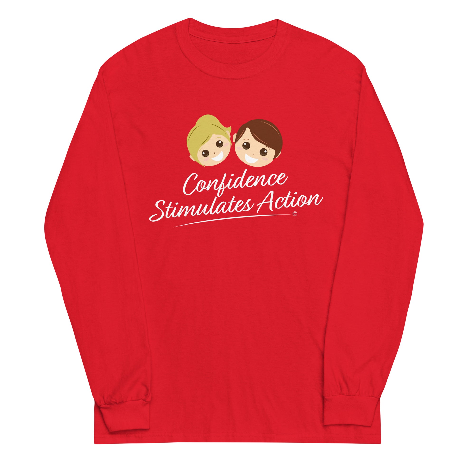 Fashionable long-sleeve tees for adults-Red