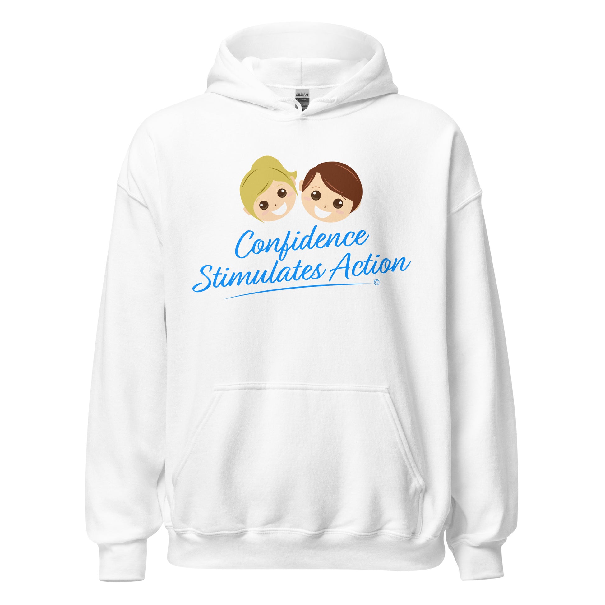 Hooded apparel with designs -White