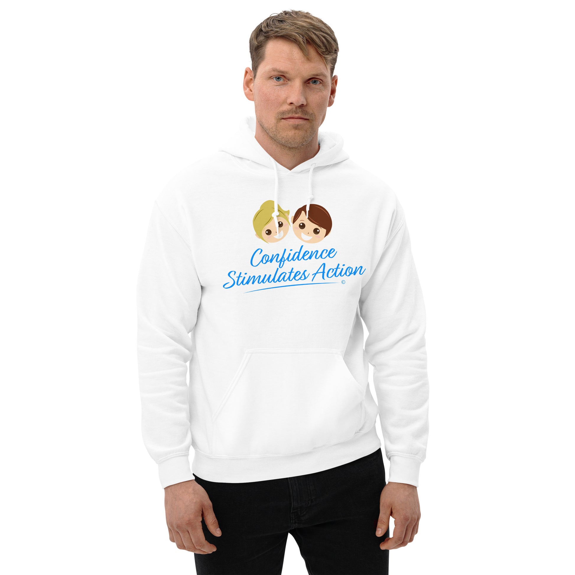 Hooded apparel with designs- front view
