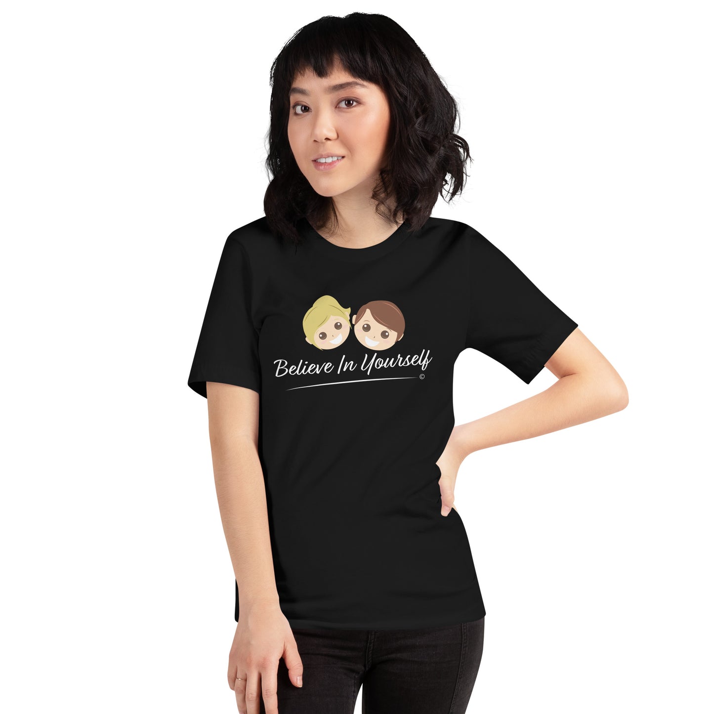 Soft and breathable cotton tees-woman wearing black t-shirt