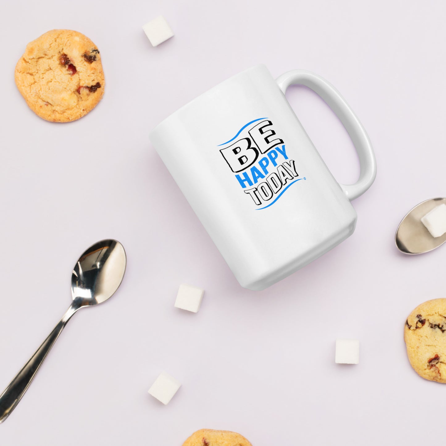 Be Happy Today White Glossy Mugs
