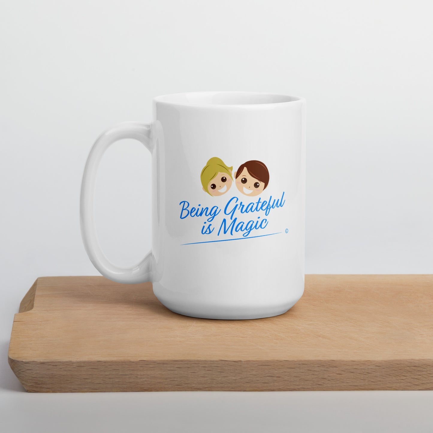Being Grateful is Magic Glossy White Mugs